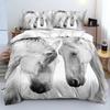 Комплект постельного белья с принтом лошадей Твин Фул Куин Кинг Пододеяльник Набор чехлов для одеяла Мягкое стеганое покрывало Наволочка Животные Постельное белье для подарка