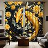 2 Pieces of HD Lotus Pond Annual Fish Decorative Curtain Black Tie Digital Printed Curtain Home Decoration Style Decoration Livi