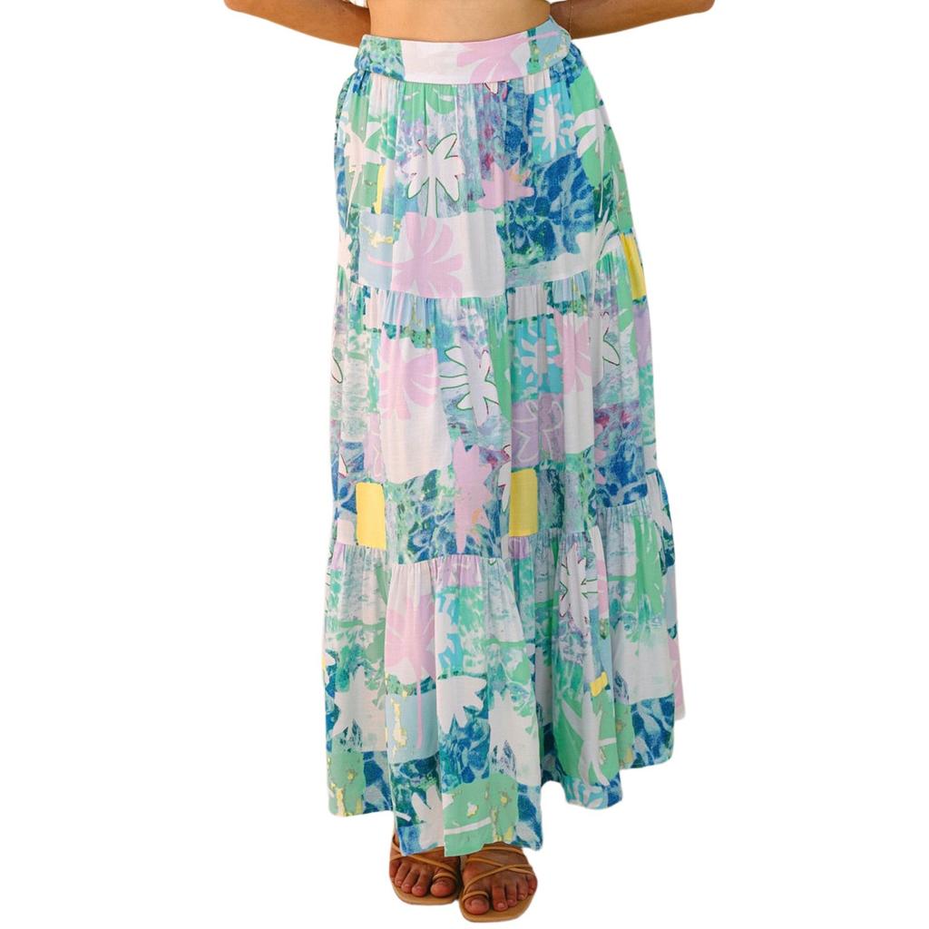 Женские юбки макси с цветочным принтом, летние платья-трубы, длинная плиссированная пляжная юбка А-силуэта