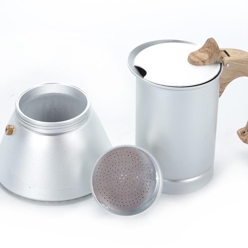 JUSTINLAU 3/6 Cups Moka Coffee Maker Pot Aluminum Coffee Pot for Kitchen Italian Mocha Espresso Latte Stovetop Filter Barista