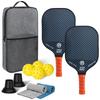 Carbon Fiber Pickleball Paddle Set With 2 Balls Carry Bag Outdoor Court Play