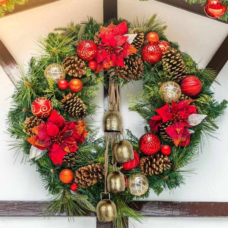 Рождественские коровьи колокольчики Рустикальные Винтажные колокольчики Рождественское украшение Золотые Рустикальные колокольчики Подвеска на елку