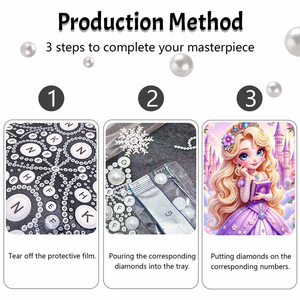 Disney Princess Pearl Painting Handmade DIY Pearl Art Painting Simple Living Room Hanging Painting Decoration