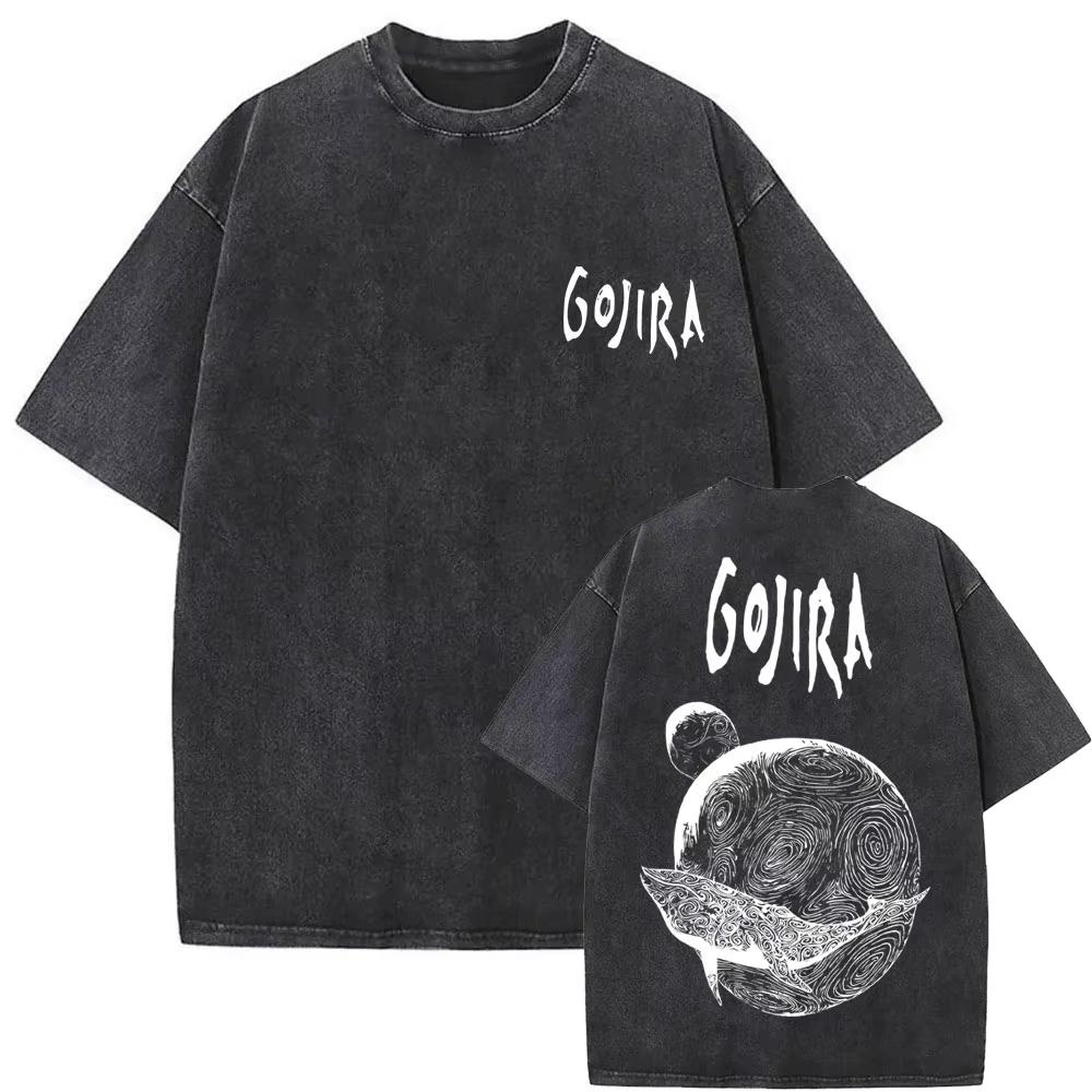 Летняя мода 2026 Модная футболка Стираная Винтажная Метал-группа Gojira Футболка От Марса до Сириуса Летающие киты Змея Графические футболки