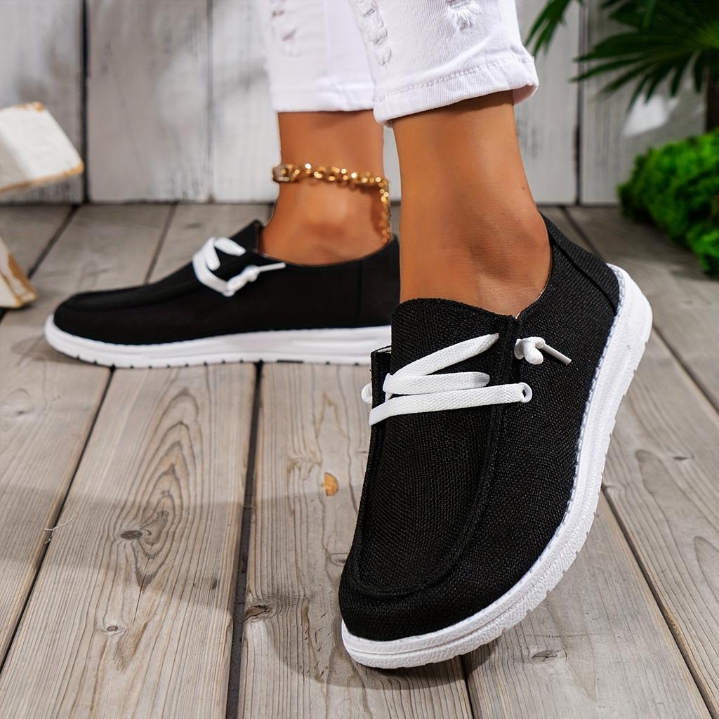 Женские лоферы на шнуровке, повседневные легкие слипоны из парусины, женская уличная обувь