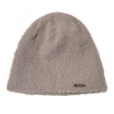 RunningHIGH МЕТАЛЛИЧЕСКИЙ ЛОГОТИП МЕХОВАЯ ШАПКА-БИНИ [КОРИЧНЕВЫЙ]