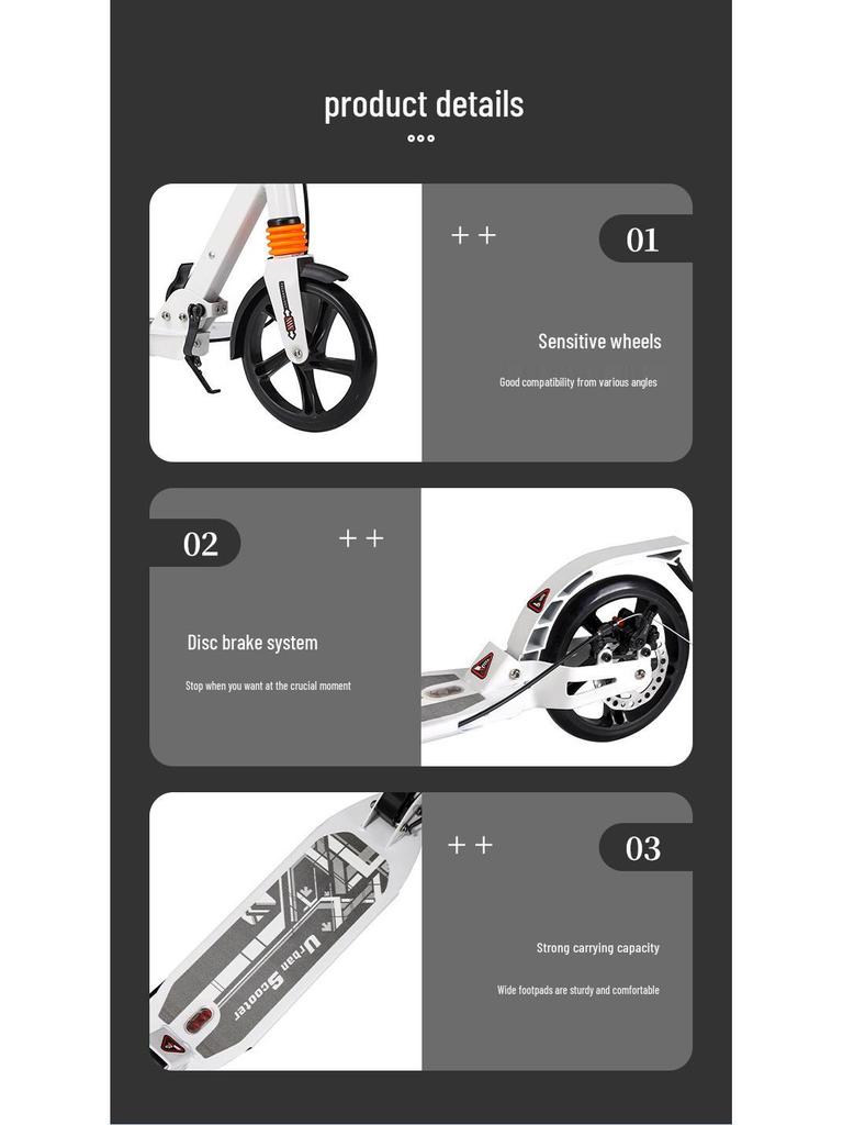 Вау Кастомный складной самокат с ручным тормозом: Идеально для поездок по городу, студентов и детей