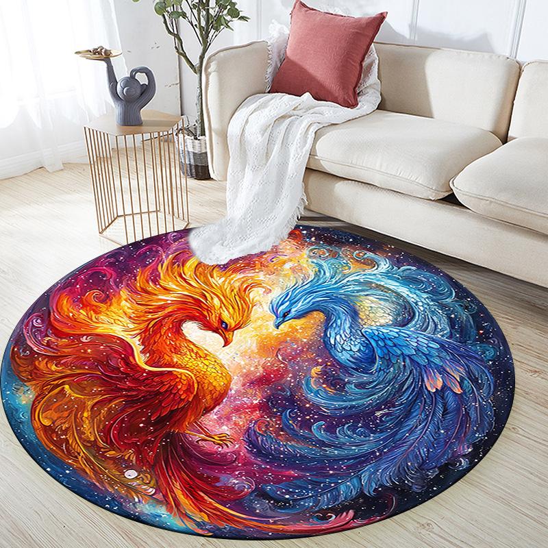 Круглый ковер Phoenix Art, Ковер для гостиной, спальни, дивана, игровой комнаты, Декор, Нескользящий коврик для пола