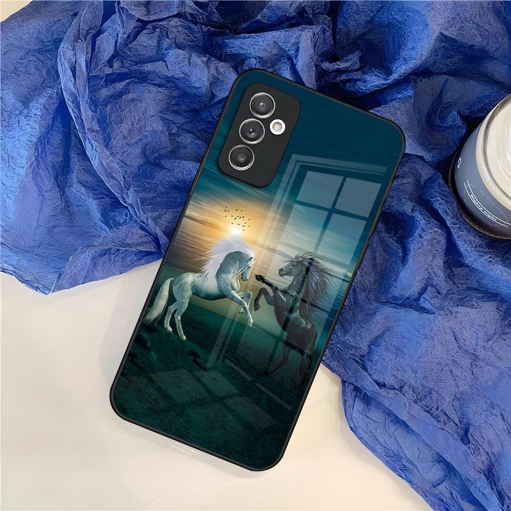 Чехол для телефона с изображением животного Лошадь для Samsung S24 S30 S21 S23 S20 S22 Fe S10 E S9 Note 20 10 Pro Ultra Plus стеклянная Крышка