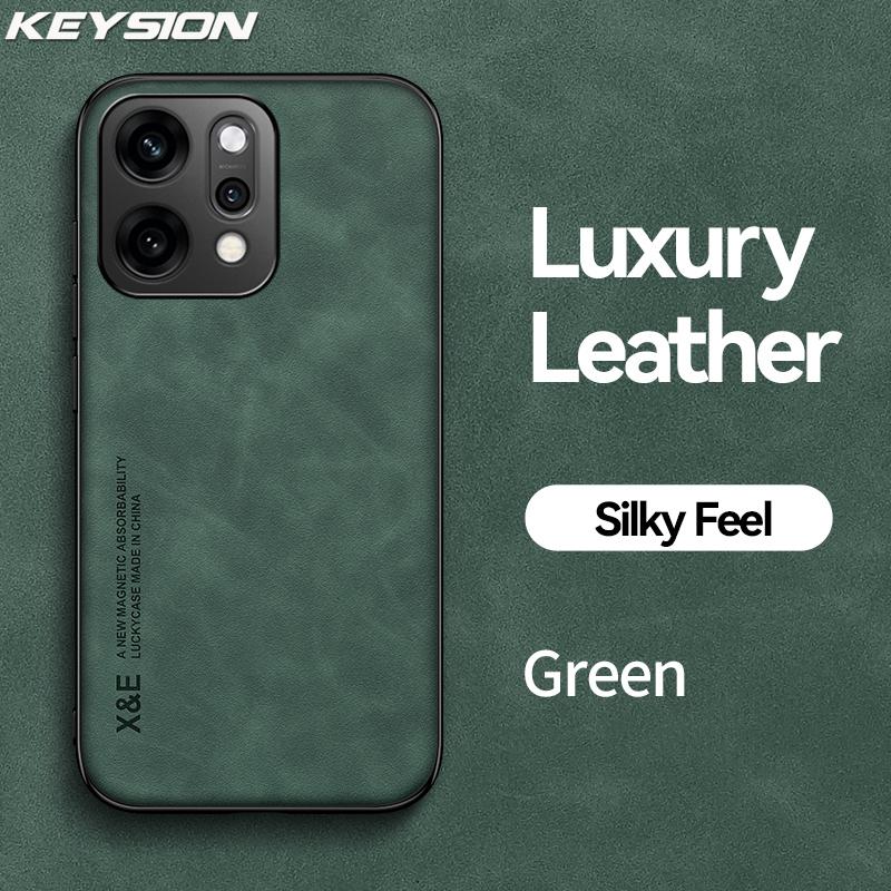 KEYSION Роскошный ретро чехол из ПУ кожи для OPPO Reno14 Pro 5G Мягкий силикон+ПК Противоударная задняя крышка для телефона для OPPO Reno 14 5G