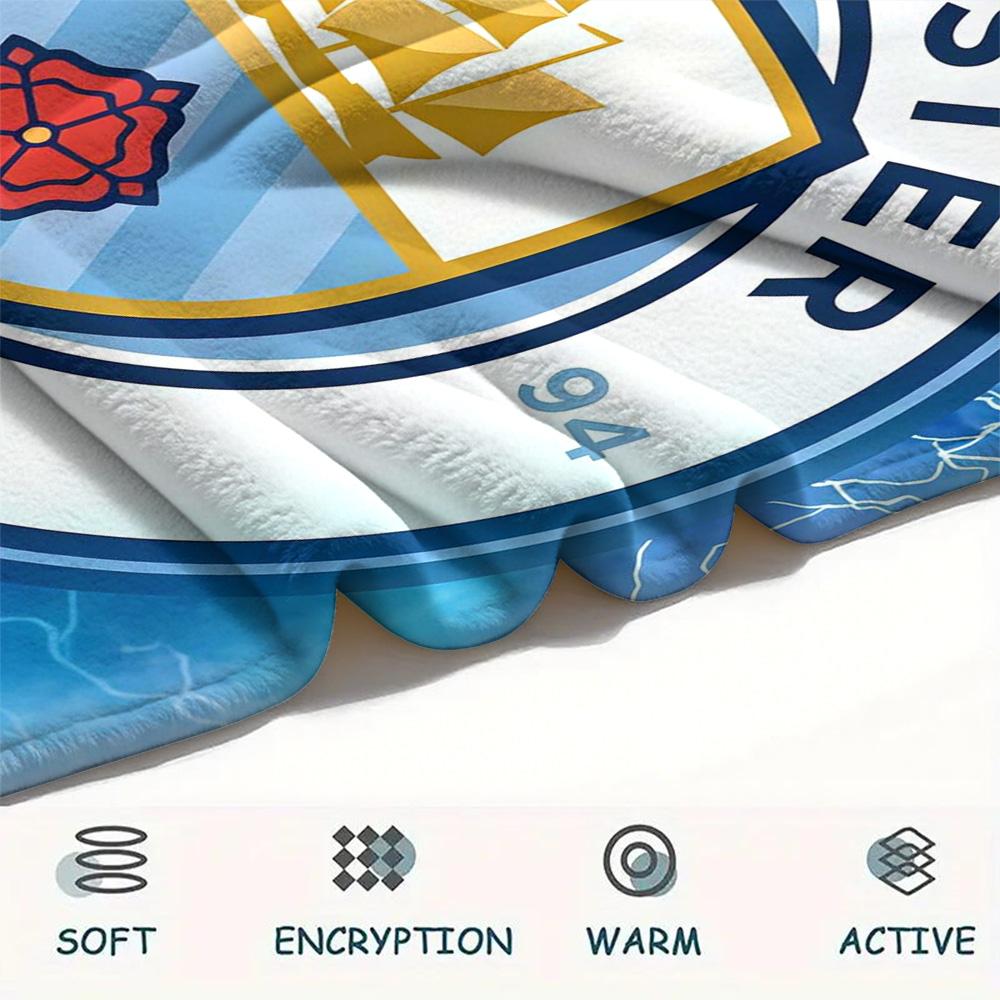 MCFC Print FlAannel Blanket, High quality Comfortable for All Seasons, Home Decor, Warmth and Comfort