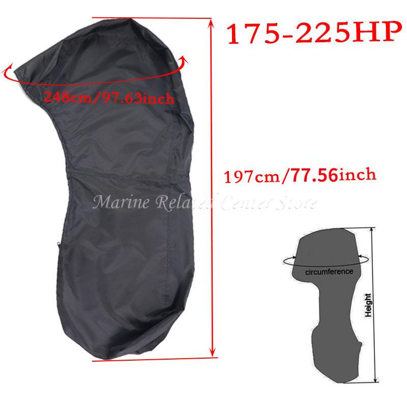 420D Black Boat Full Outboard Engine Cover Heavy Duty Engine Motor Covers Protector for 175-225HP / 250-350HP Waterproof