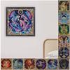 Self-Adhesive DIY Pearl Painting Kit 11 Zodiac Signs Framed Canvas 1D Bead Dot Art Wall Decor