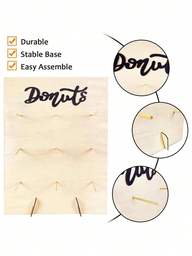 Деревянная подставка для пончиков Свадебное украшение Настенный держатель для десертного стола для пончиков Свадебные принадлежности для детей, девочек, дня рождения, вечеринки по случаю рождения ребенка