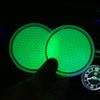 Bling Rhinestone Car Coaster Cup Holder Non-Slip Insert Coasters Mats with Fluorescent Light for Women Girls Auto Interior Decor