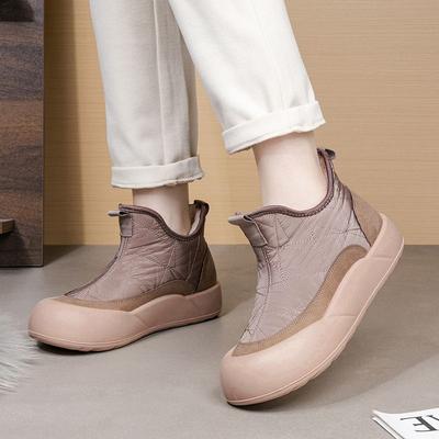 Женские зимние ботинки на толстой подошве с круглым носком, водонепроницаемые, на флисовой подкладке, рабочие, удобные и элегантные, новинка 2025, шикарная женская обувь