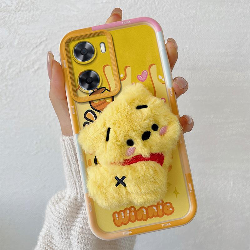 KEYSION Милый 3D мультяшный плюшевый чехол для OPPO A57 4G A57 S A77 с ремешком, силиконовый противоударный чехол для телефона Realme Narzo 50 5G