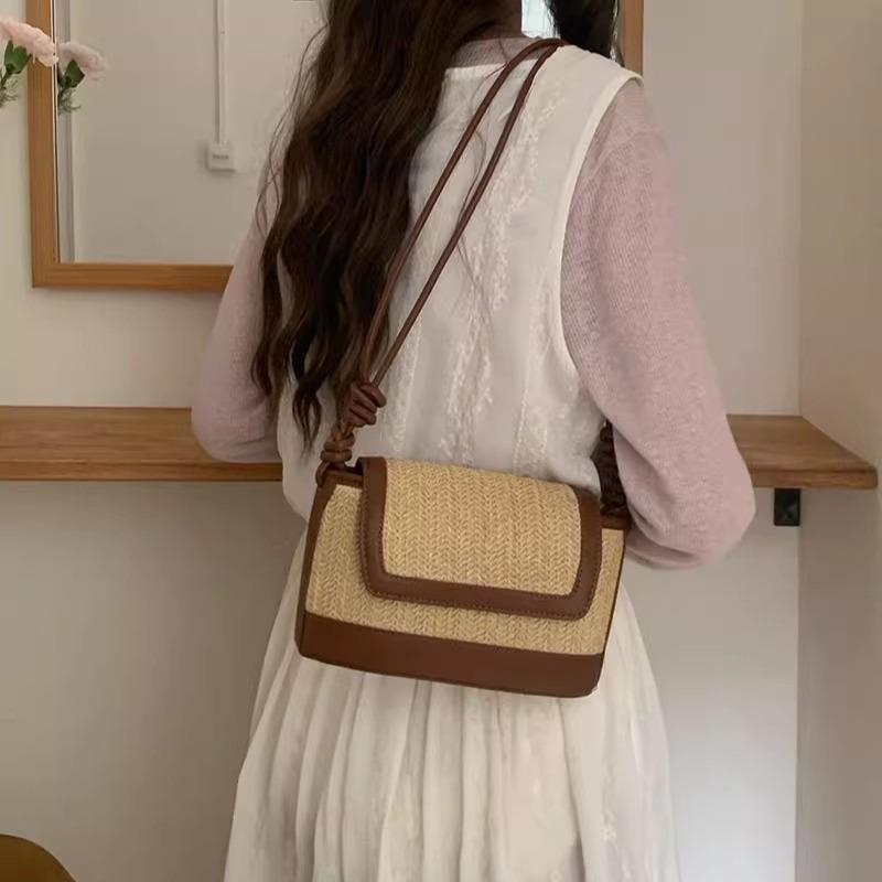 Повседневные соломенные плетеные сумки через плечо для женщин, летние пляжные сумки через плечо, модные женские сумки с клапаном, новые