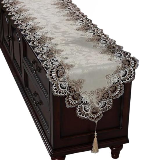 Lace Table Runner with Tassels, Vintage Lace Dining Table Runner, Coffee Table Runners, Waterproof Oil-Proof Exquisite Table Runner for Dining