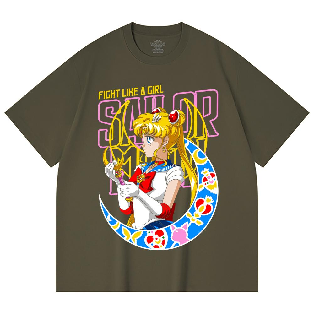 230 г/м² 100% хлопок Sailor Moon V8 Принт Минако Унисекс Тяжелая хлопковая футболка