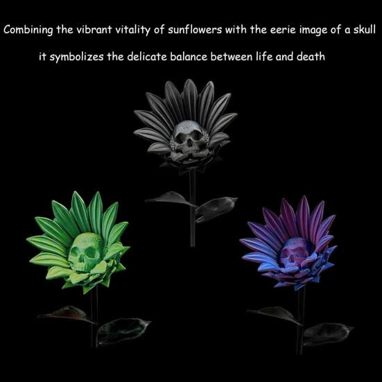 Запретный Подсолнух Скульптура Готический Череп Цветок Декор 3D Печать Зловещее Искусство Хэллоуин Украшение для Ужас Домашняя Вечеринка Декор