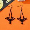 A Pair of Women's Earrings, Halloween Bat Exaggerated Dark Earrings and Jewelry, Suitable for Halloween Wear