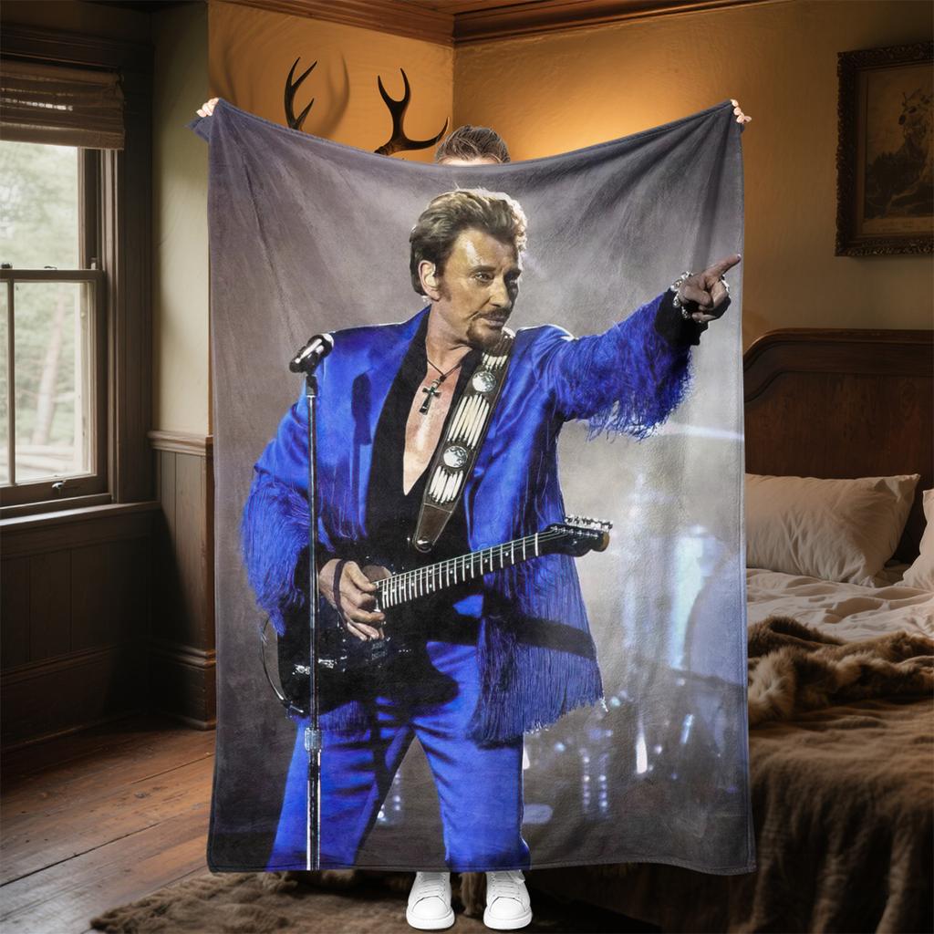 1pc Johnny Hallyday guitar performance blanket, al season lightweigh Poster blanket home office outdoor nap multifunc Poster blanketional blanket