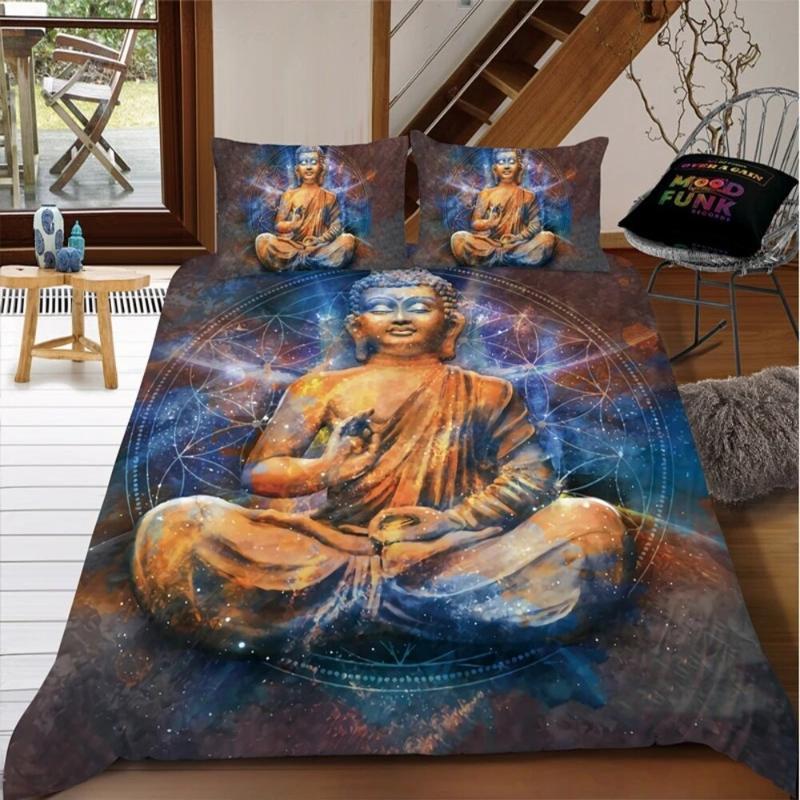 Комплект постельного белья с изображением Будды, цветной каменный комплект постельного белья для подростков, взрослых, размер Queen King, двуспальный, полиэстер, пододеяльник