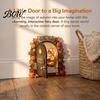 Detailed Maple Leaf Ornament Elf Wooden Door Halloween Decor, 2D Fairy Mouse Miniature Wall Autumn Theme Tale Ornaments Hanging, Rustic Shelf