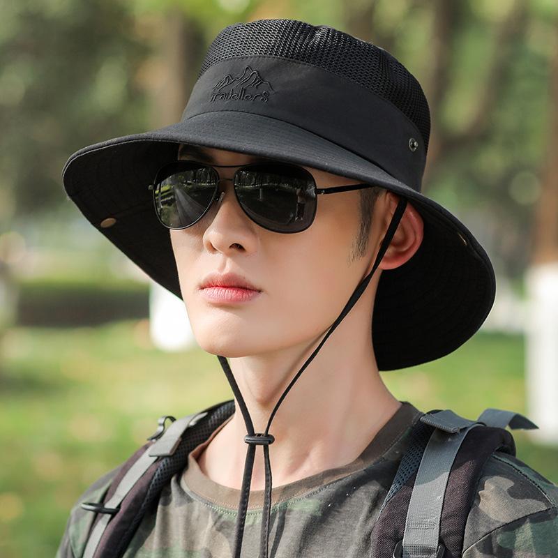 Hat Men's Summer Breathable Fisherman's Hat Outdoor Large Brimmed Sun Hat Cycling Face Covering Sunshade Hat Breathable Fishing Hat
