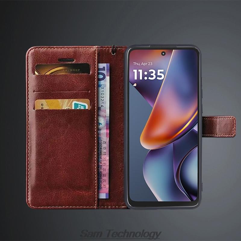 Чехол-держатель для карт для Moto G 2025 / G 5G 2025, откидной чехол из искусственной кожи, ретро-чехол для телефона-кошелька, деловой чехол Fundas Coque