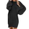 Women Winter Sweater Knit Turtleneck Warm Long Sleeve Pocket Mini Sweater Dress