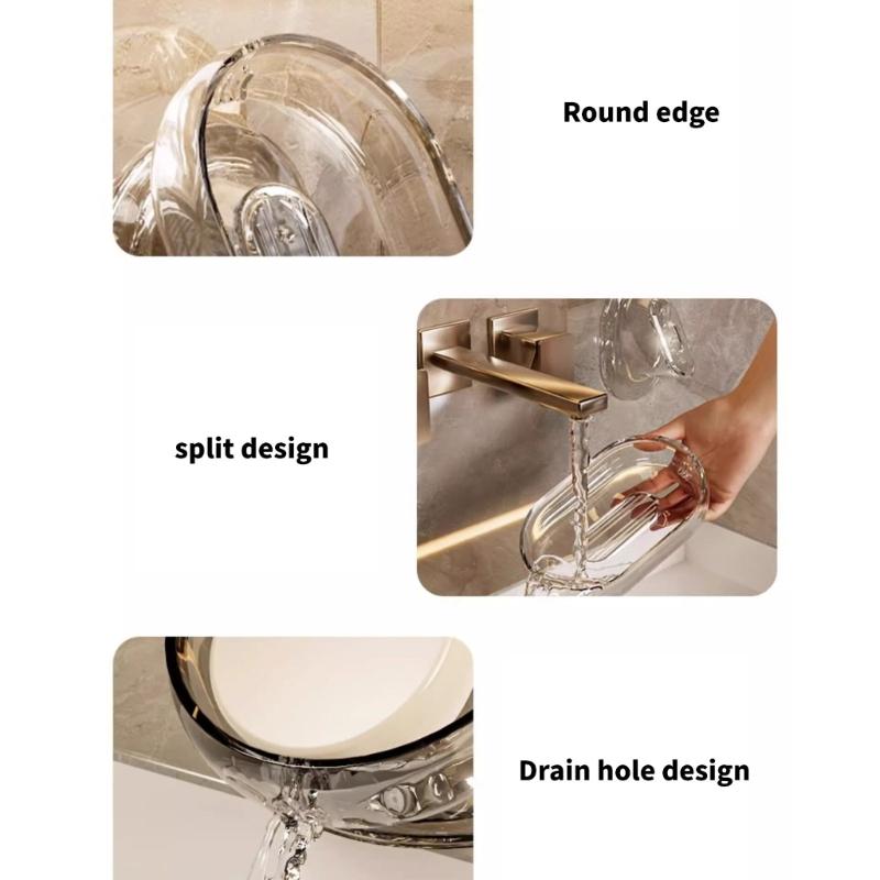 Auto Draining Soap Tray For Shower And Utility Room Quick Drying Feature PET Soap Storage Box Bathroom Oganizers