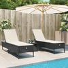 VidaXL Set of 3 Pcs Black Poly Rattan Sun Loungers with Cushions, Sunbed, Garden Daybed, Outdoor Furniture, 3284263
