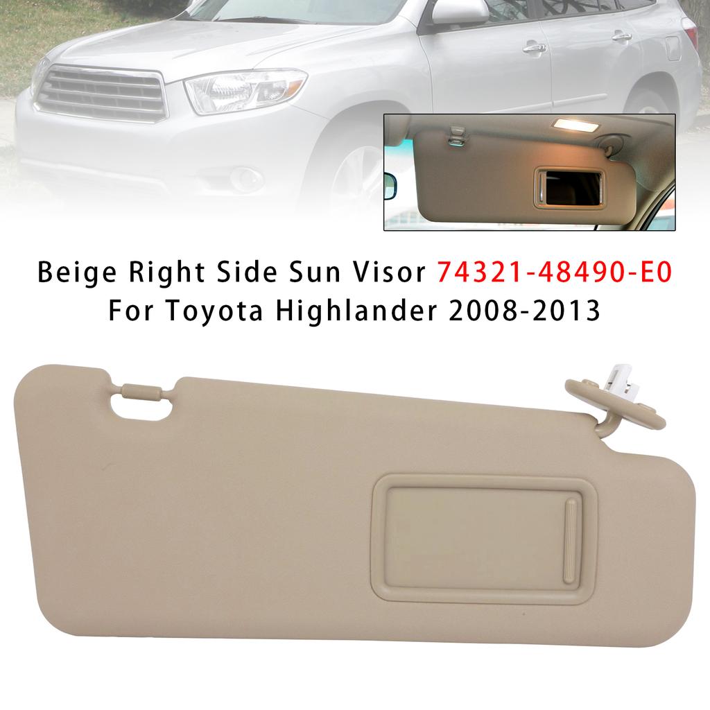 Beige Right Side Sun Visor 74321-48490-E0 For Toyota Highlander 2008-2013