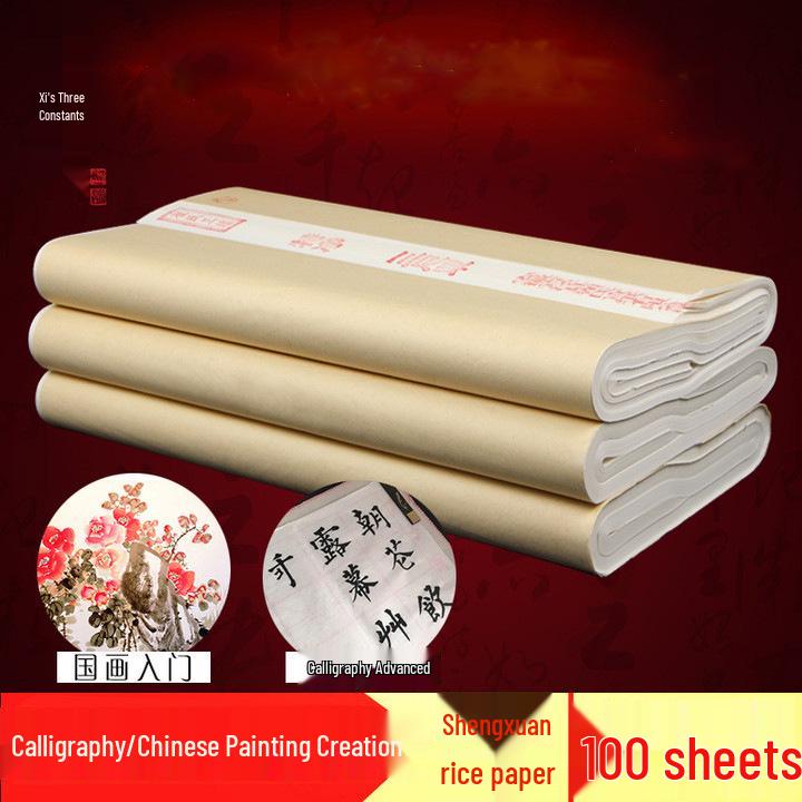 100 Sheets Calligraphy Brush Practice Paper - Semi-Ripe Xuan for Beginners & Chinese Painting