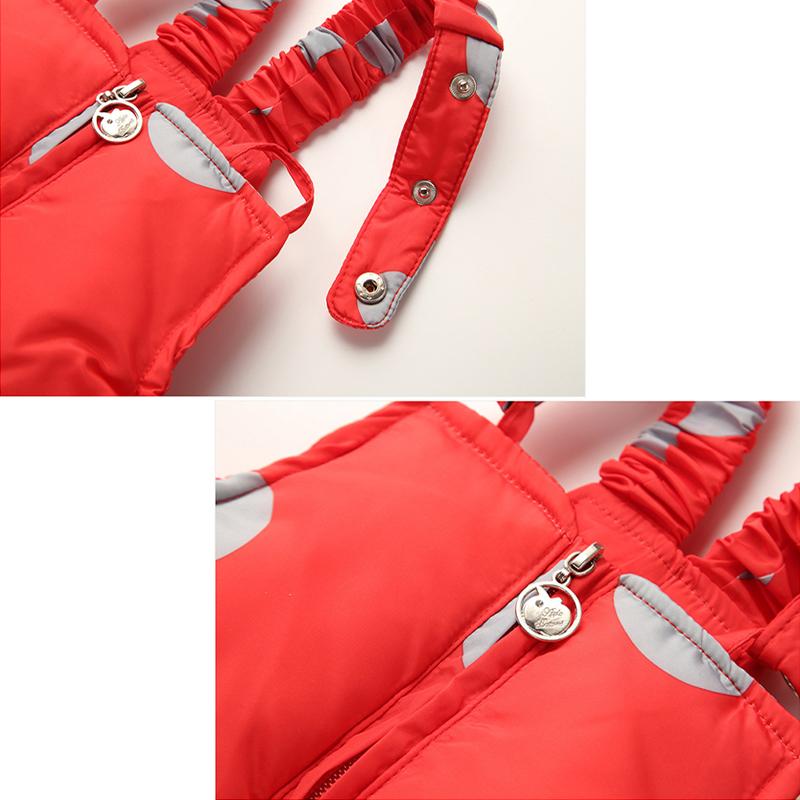 -30° Детские утепленные теплые костюмы-двойки с принтом, повседневное пальто с капюшоном и комбинезон, мягкие комплекты