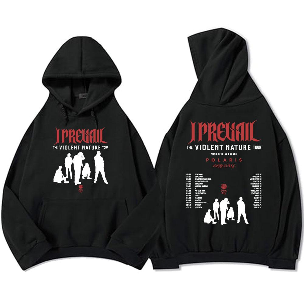 I Prevail VIOLENT NATURE Тур 2026 Худи Модные с длинным рукавом Зимние толстовки с капюшоном Панк-группа Графический принт Пуловеры