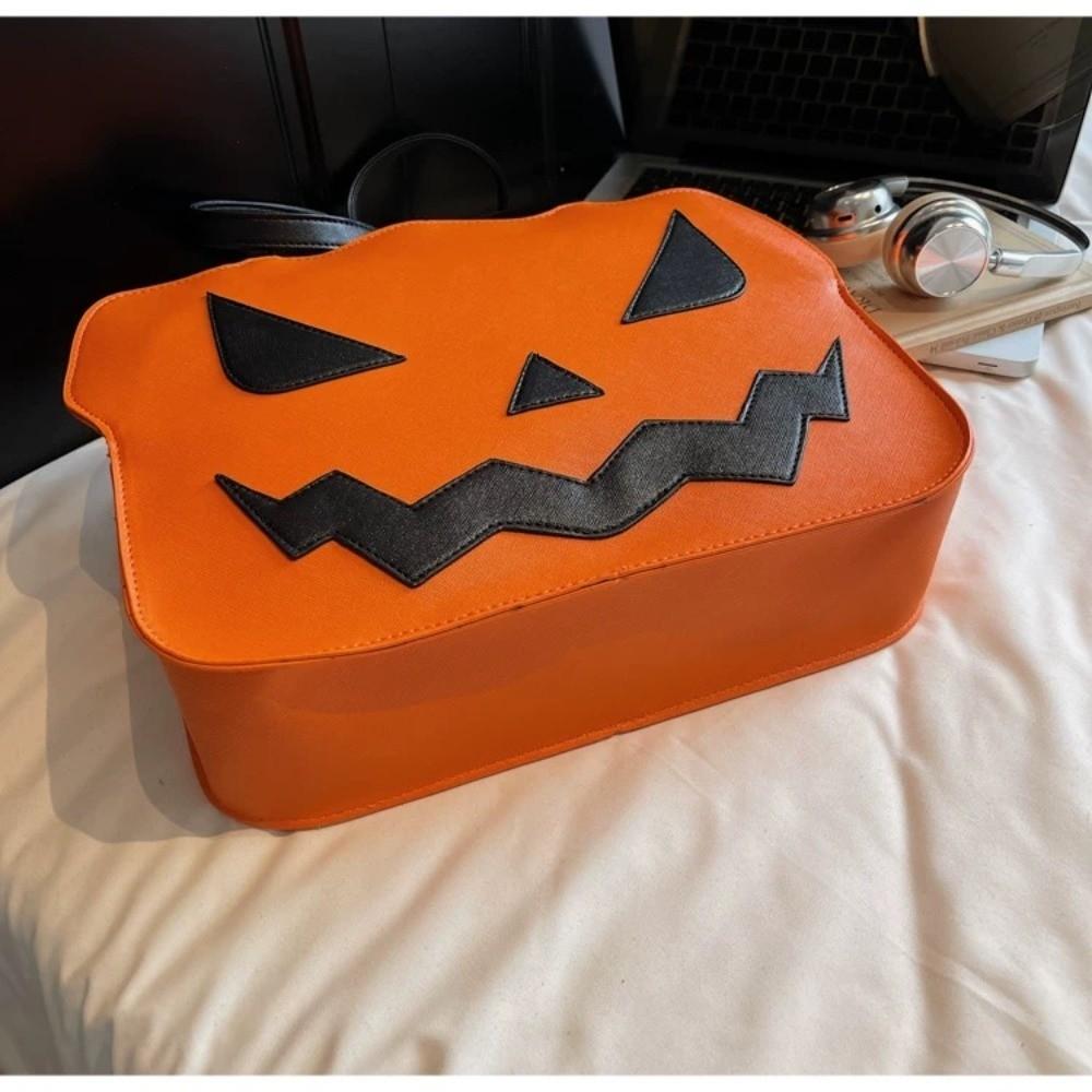 Pu Leather Halloween Tote Bag Gothic Demon Messenger Bag Funny Pumpkin Shoulder Bag Women