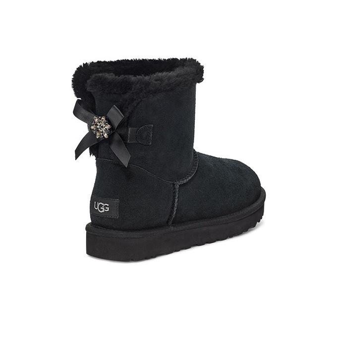 UGG Бейли Мини Бейли Каштановый Теплый Плюшевый Короткие Снежные Сапоги Женские Снежные Сапоги Черный 1119512-BLK