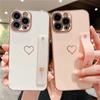 Чехол для телефона с ремешком Love Heart для Iphone 13 11 12 14 Pro Max 13pro 11 14max, противоударный бампер, мягкая гальваническая задняя крышка