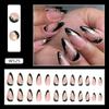 24pcs Nail Tips Manicure Press On Nails Diy False Nails Long Almond Foil Wavy Leaf French
