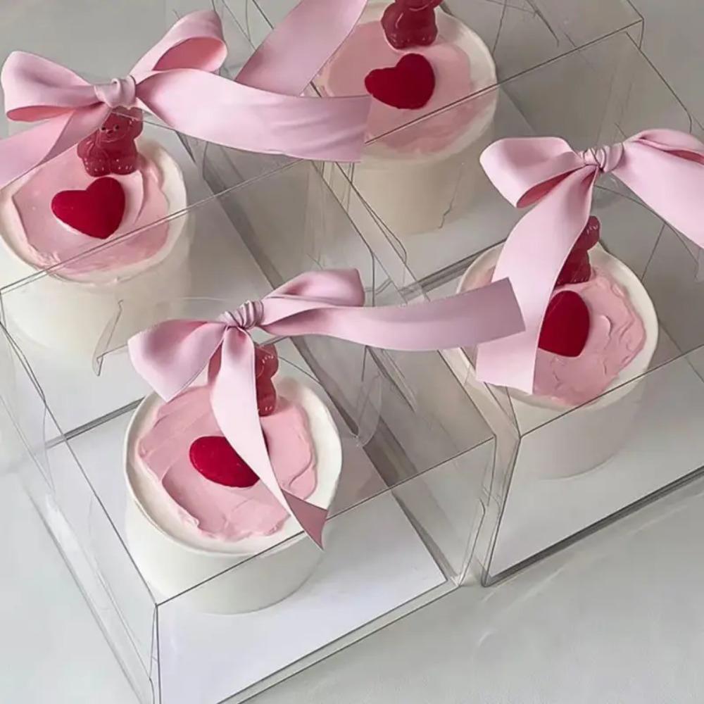 10 шт. Прозрачные пластиковые коробки для тортов с ручками, универсальные индивидуальные контейнеры для десертов на свадьбы, дни рождения, юбилеи, Рождество, Хэллоуин