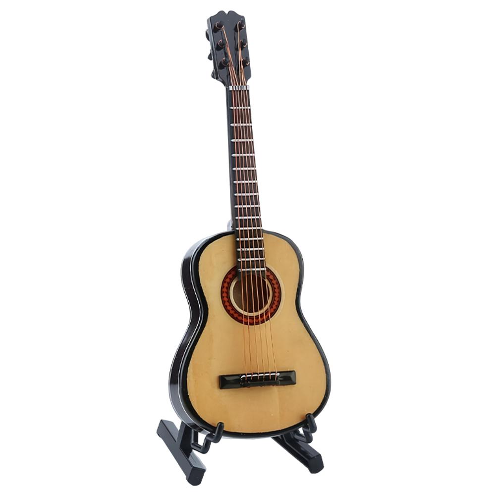 Mini Classical Guitar with Support Miniature Musical Instrument Wooden Decorative Ornament for Home Decor Display Ornament