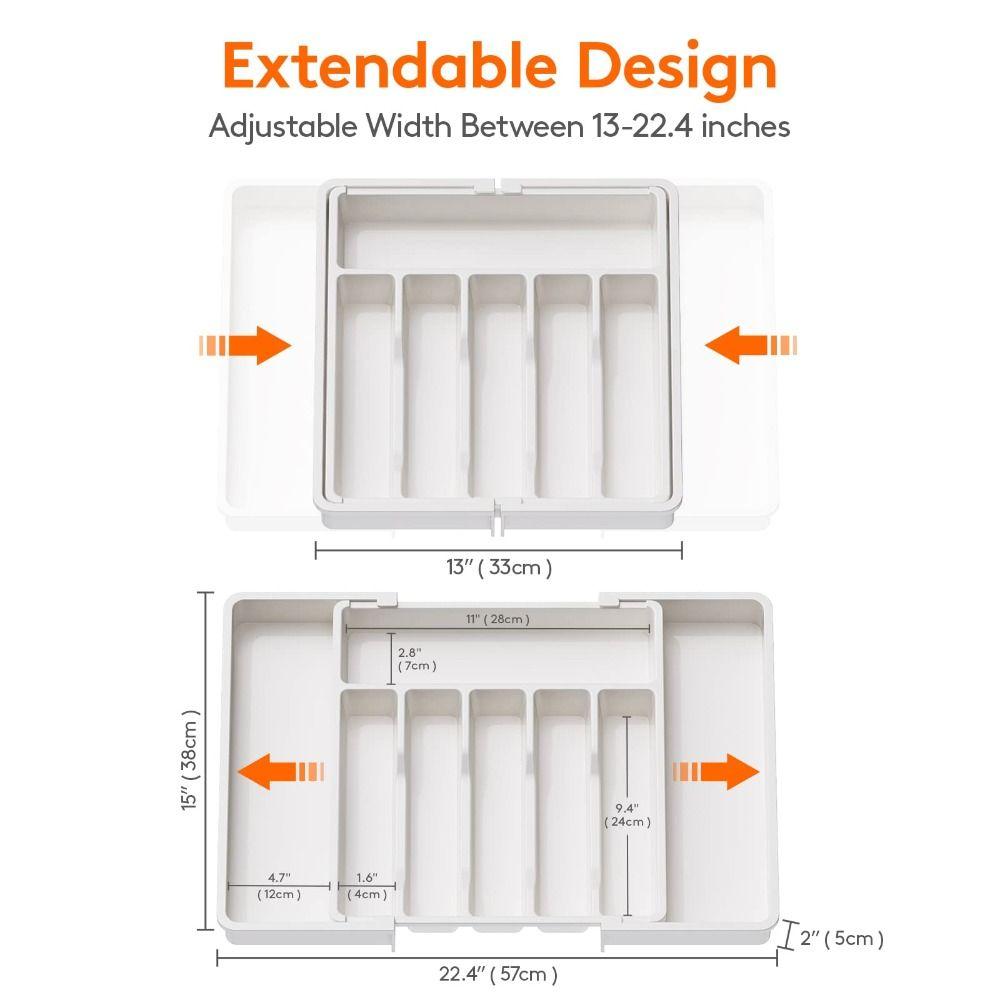 Storage Box Expandable Utensil Tray Plastic Kitchen Drawer Organizer Kitchen Gadgets