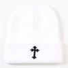Cool Hat Exquisite Cross Embroidery Unisex Warm No Brim Knitted Hatsbeanie