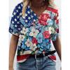 Летний топ с V-образным вырезом и 3D-цветочным принтом, модные повседневные женские футболки с короткими рукавами