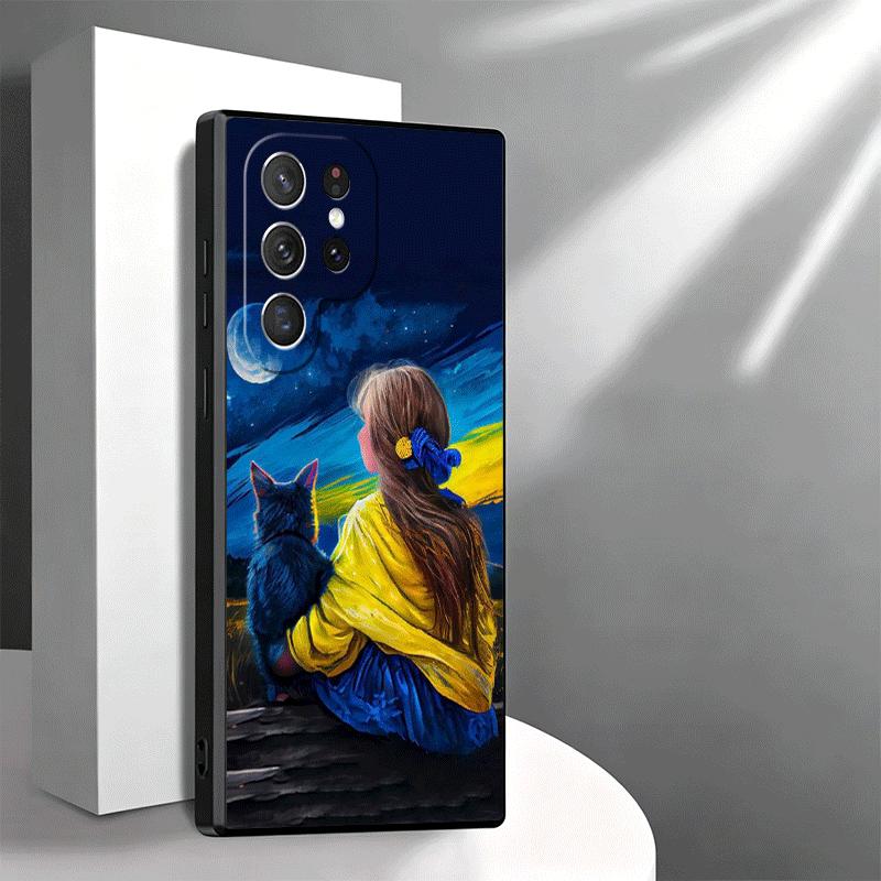 Blue Yellow Ukrainian Girl Soft Phone Case for Samsung Galaxy S26 S25 Edge S24 Ultra S23 Plus S22 S21 FE S20 Black Cover Back Sh