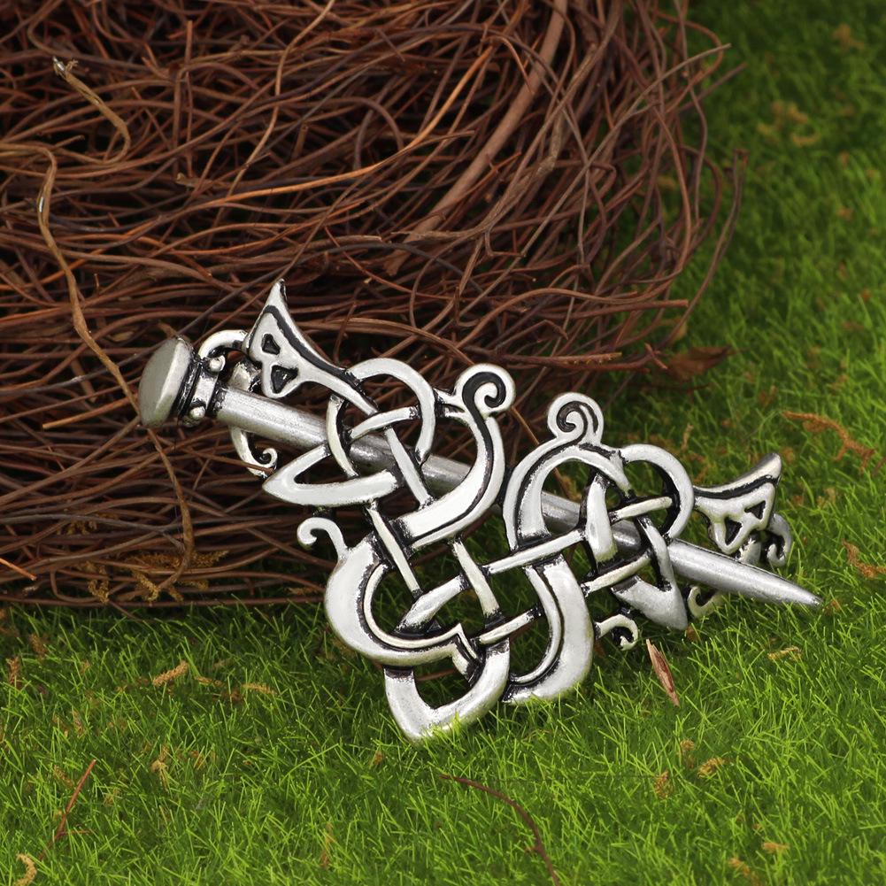 Viking Celtic Knot Hairpin: Retro Alloy Ethnic Style Hair Clip, Irish-Inspired Hair Accessory