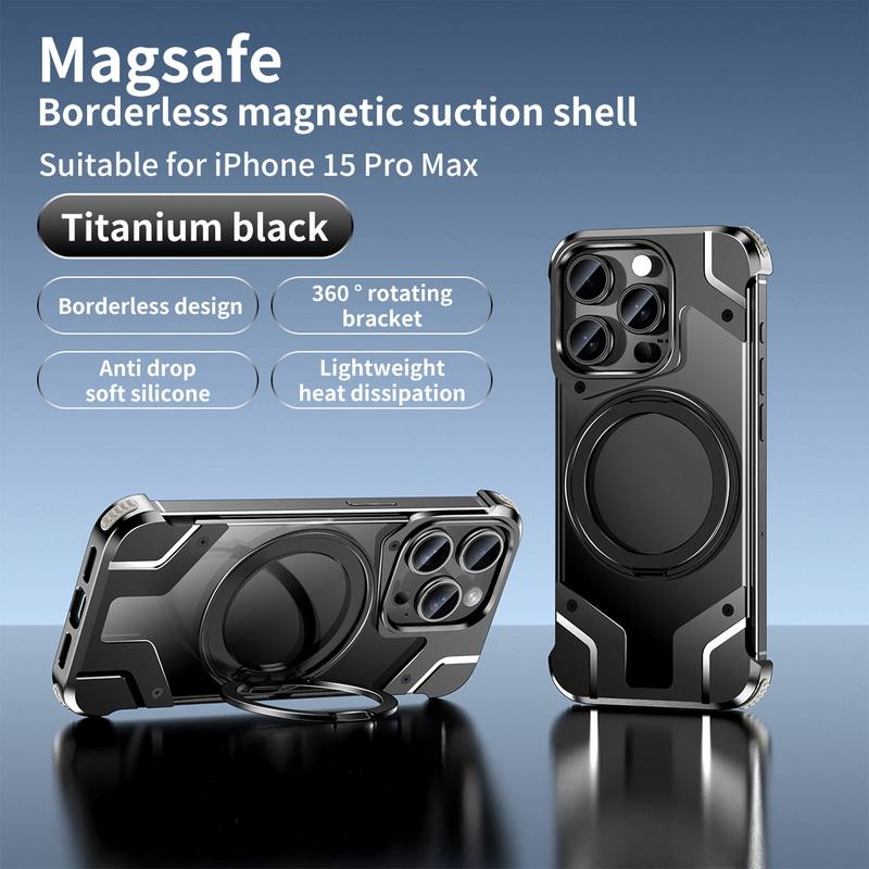 Aluminum Alloy Frameless Heat Dissipation Case For iPhone 17 Pro Max Air 16 15 14 13 Pro Max Wireless Charge Shockproof Magnetic Bracket Bumper Cover